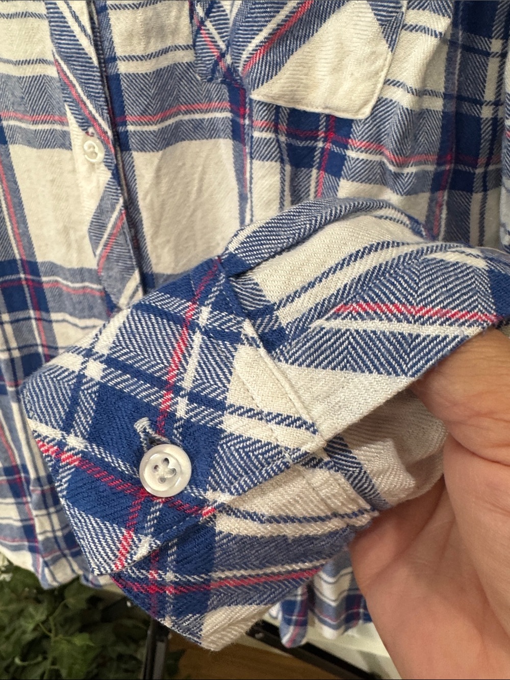 #625 RAILS Blue, White w Raspberry Plaid Button-Down Shirt - Picture 5 of 7